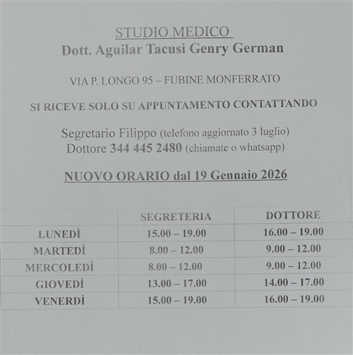 orario studio medico
